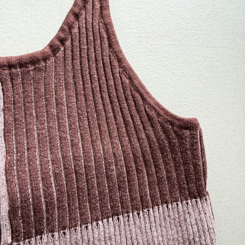 LA Hearts Women S Brown Tan Colorblock Ribbed Knit Halter Crop Top Boho Festival - Picture 8 of 12